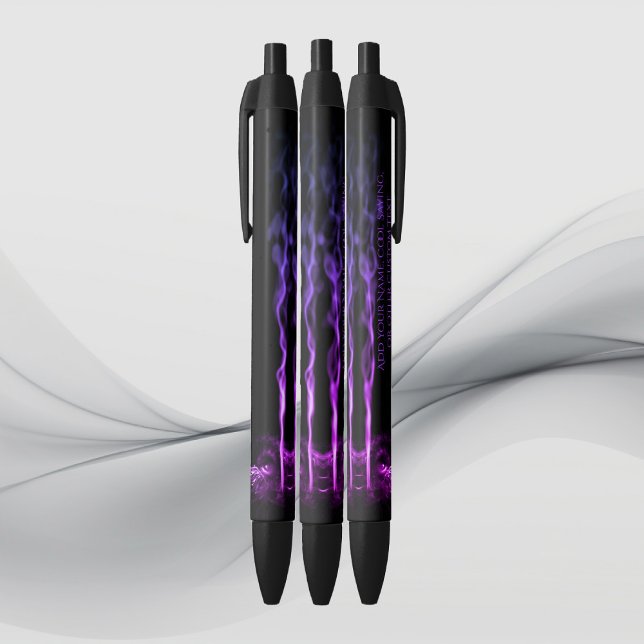 Caneta Preta Dragão Negro e Roxo Fumaça com o seu nome (Criador carregado)