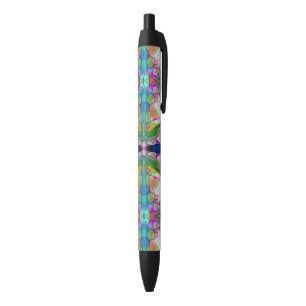 Caneta Preta Dragonfly Garden Abstrato Floral
