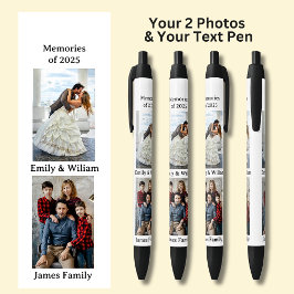 Caneta Preta Duas fotos, data do nome, seu texto em branco, pre