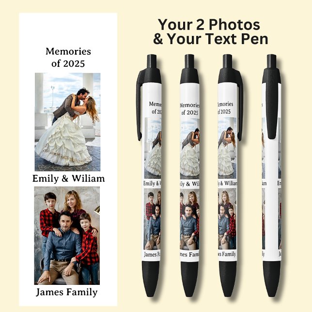 Caneta Preta Duas fotos, data do nome, seu texto em branco, pre (Criador carregado)