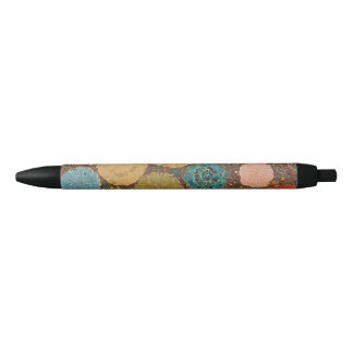Caneta Preta Earthy Floral Mosaic Pattern Pen