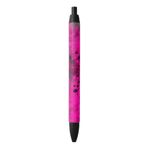 Caneta Preta Efeito de Splatina de Tinta Retroativa Rosa e Pret