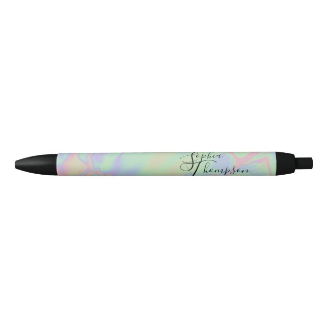 Caneta Preta Efeito Holográfico Moderno Script Arco-íris Pastel (Frente)
