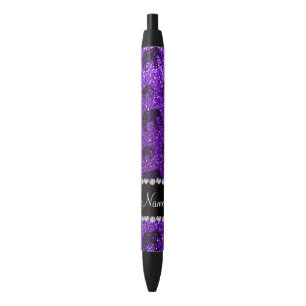 Caneta Preta Elefantes roxos personalizados do brilho do índig