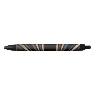 Caneta Preta Elegância Geométrica Metálica Art Déco