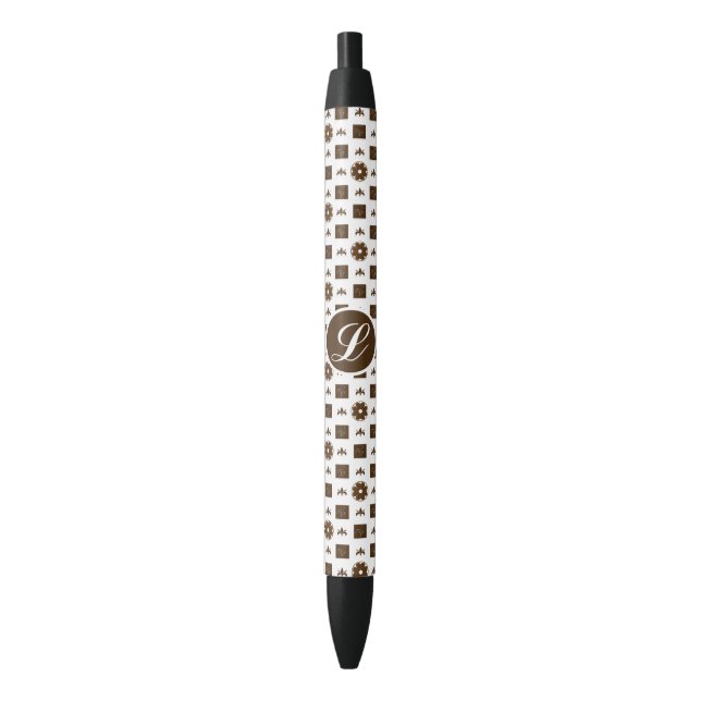 Caneta Preta Elegant and Classic Pattern Design Black Ink Pen (Frente Vertical)