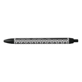 Caneta Preta Elegant Black and White Geometric Pattern