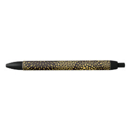 Caneta Preta Elegant Black Gold Ethnic Floral Writing Pen