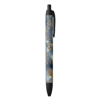 Caneta Preta Elegant Blue and Gold Abstract Black Ink Pen