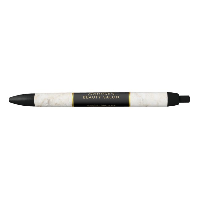 Caneta Preta Elegante de ouro branco marmoreado negro profissio (Frente)
