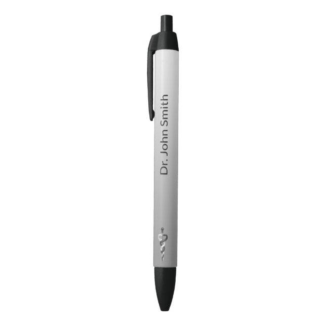Caneta Preta Elegante Nobre Asclepius Médico Preto Branco (Topo (Vertical))