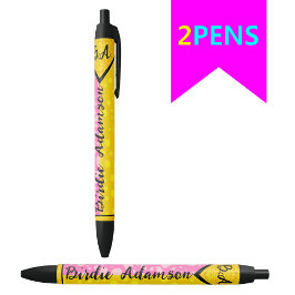 Caneta Preta Elegante Nome em Letra de Monograma em Dourado Ros