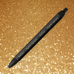 Caneta Preta Elegante Obrigado A Favor De Casamento De Anivers