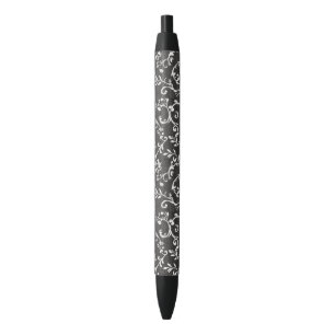 Caneta Preta Elegante Preto Branco Abstrato  