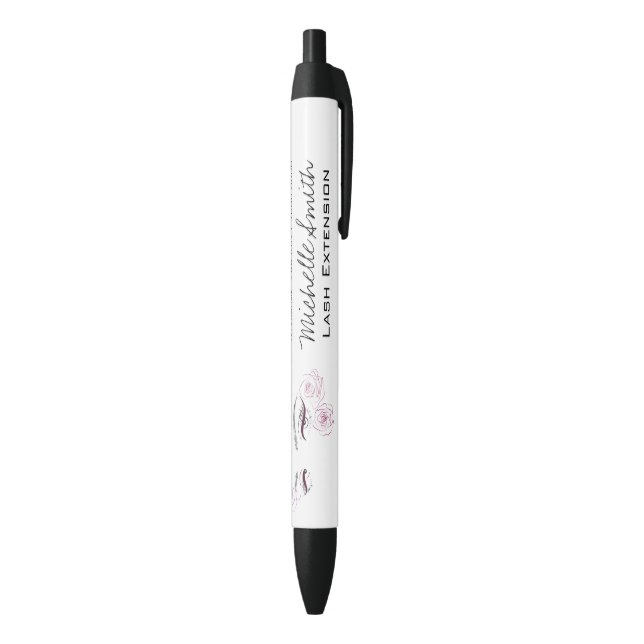 Caneta Preta Elegante Rosas Rosa Floral Watercolor Beauty Salon (parte de inferior (Vertical))
