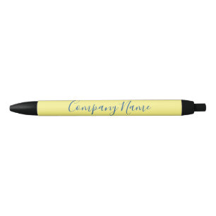 Caneta Preta Elegante Yellow Deep Blue Script Nome da Empresa T