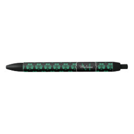 Caneta Preta Emerald Green Sparkle Shamrock black Monogram