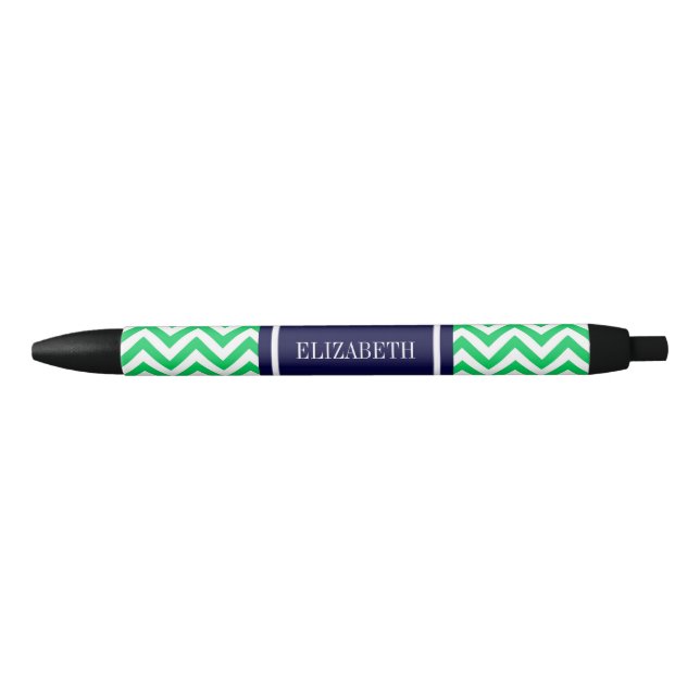 Caneta Preta Emerald White LG Chevron Marinho Blue Name Monogra (Frente)