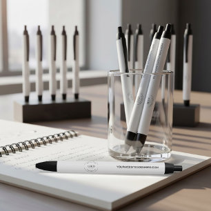 Caneta Preta Empresa simples do site de logotipo personalizável