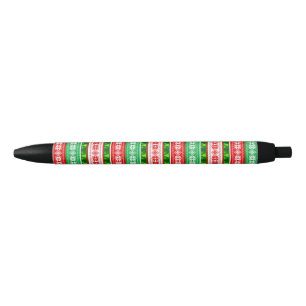 CANETA PRETA ENFEITES DE NATAL DESIGN VERDE BRANCA VERMELHA