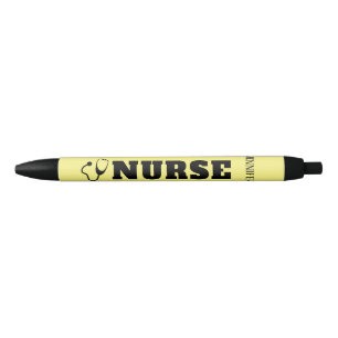 Caneta Preta Enfermeiro Stethoscope Pastel Yellow Personalized 