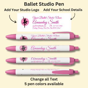 Caneta Preta Escola de Estúdio de Ballet - Adicione seus própri