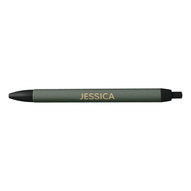 Caneta Preta Escrito em ouro verde-escuro minimalista personali (Frente)