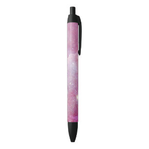 Caneta Preta Espaço Estrelado Rosa Claro Estrelas de Aquarela G