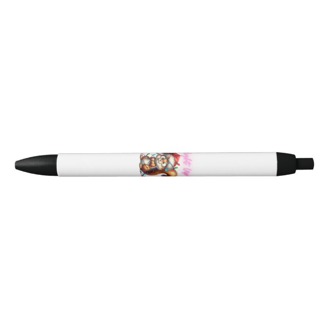 Caneta Preta Esquilo de Natal com Cartão de Férias Semelhante (Frente)