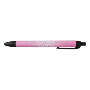 Caneta Preta Estampa de Guepardo Rosa Brilhante