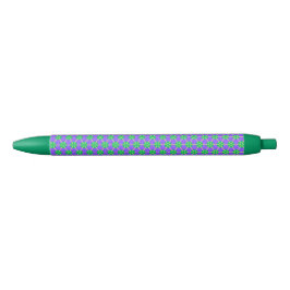 Caneta Preta Estrela Geométrica em Roxo, Verde e Amarelo