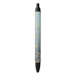 Caneta Preta Estrelas de ouro Douradas Azul Aqua
