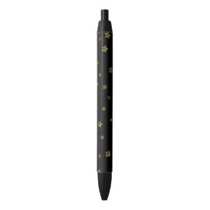 Caneta Preta Estrelas do ouro