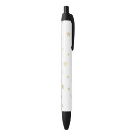 Caneta Preta Estrelas Dourados