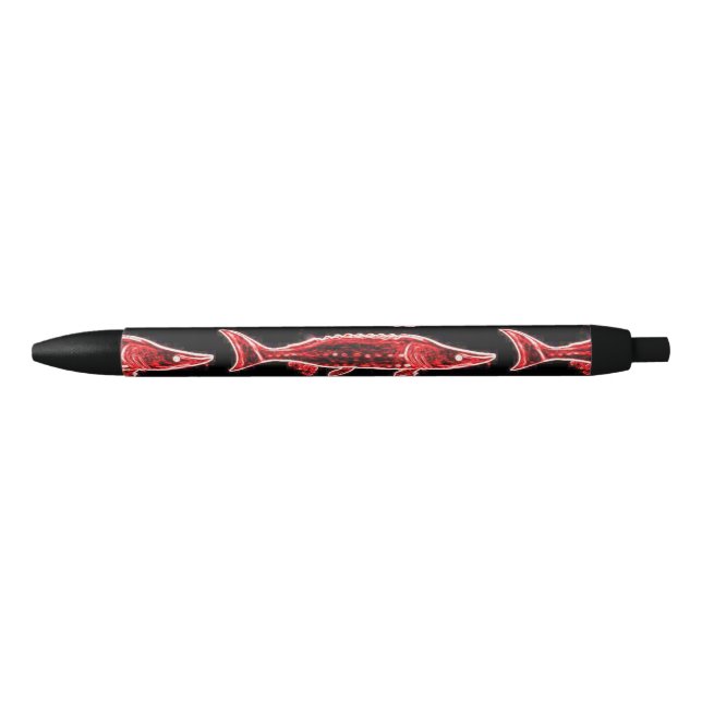 Caneta Preta esturjão vermelho nadando (Frente)