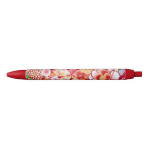 Caneta Preta Falln Red Floral Burst