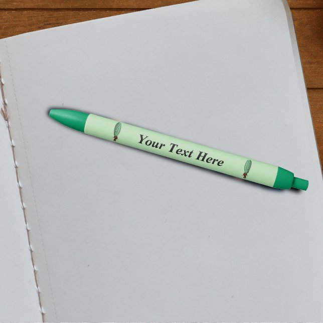 Caneta Preta Fantasy Pickle Man Brown Suit (Funny men in suits with big green pickle heads with faces on green writing pen.)