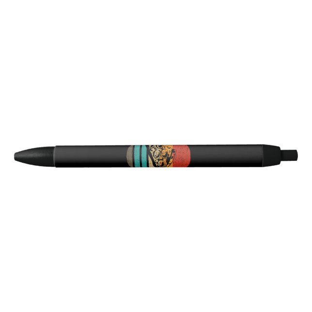 Caneta Preta Fatia de Pizza Estilo Retro Vintage (Frente)
