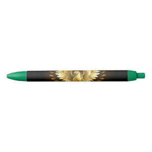 Caneta Preta Faux Gold Foil Peace Dove em Preto