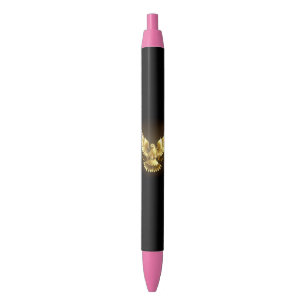 Caneta Preta Faux Gold Foil Peace Dove em Preto