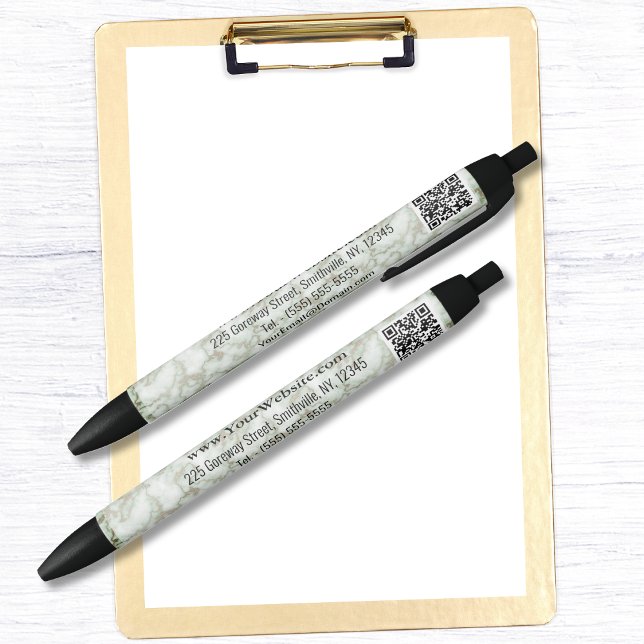 Caneta Preta Faux Green Dourado Marble (Faux Green Gold Marble Black Ink Pen by Office Accessories Shop)