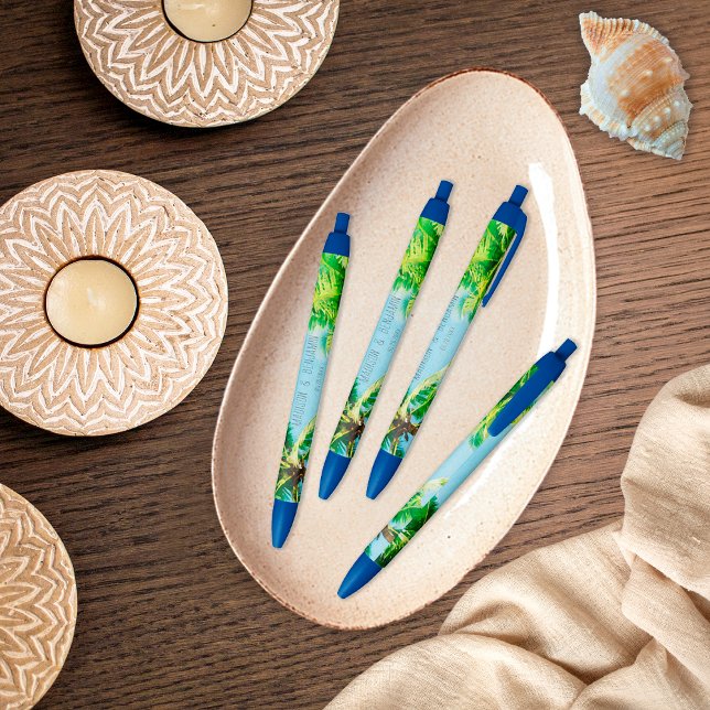 Caneta Preta Favor do Partido Tema Tropical do Casamento de Pra (Criador carregado)