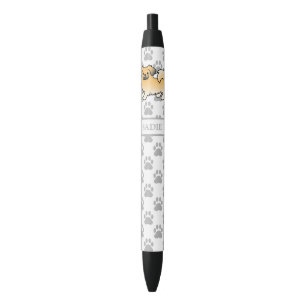 Caneta Preta Fawn Sable Tibetan Spaniel Cute Cartoon Dog & Name