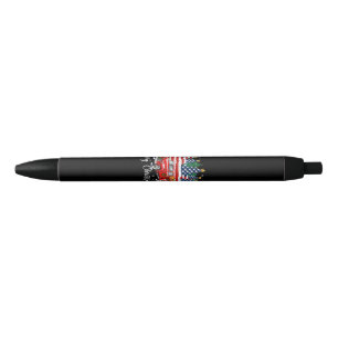 Caneta Preta Feliz Natal Caminhão Vermelho Antigo Bandeira dos