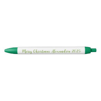 Caneta Preta Feliz Natal Nome 2025 em Verde