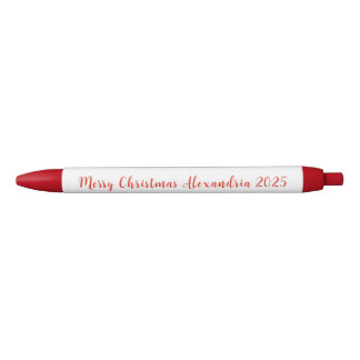 Caneta Preta Feliz Natal Nome Vermelho 2025