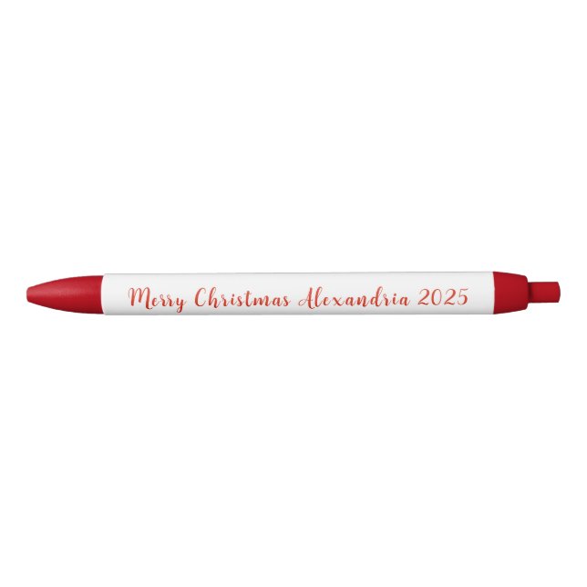 Caneta Preta Feliz Natal Nome Vermelho 2025 (Frente)