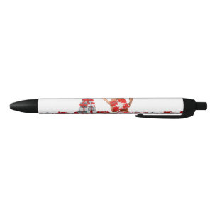 Caneta Preta Feliz Natal SlipperyJoe presente vermelho branco p