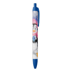 Caneta Preta Feliz pinguim - Natal