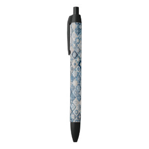 Caneta Preta Filtro de Neve Azul e Branco